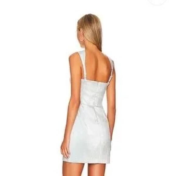 Amanda Uprichard Jordy Metallic Icy Blue Sparkle Mini Cocktail Party Dress Sz S - Picture 2 of 14